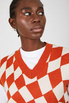 Orange and ivory psychedelic intarsia sweater vest_2