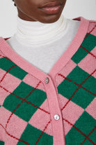 Pink and green argyle intarsia cardigan_2