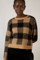 Beige and charcoal block plaid jumper_1