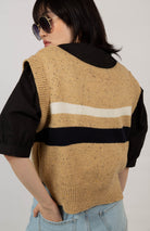 Mustard double stripe flecked knit vest_2
