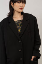 Black single breasted oversized blazer_7