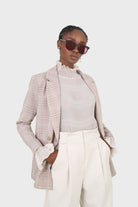 Beige and white checked blazer_9