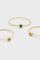 Gold genuine aqua marine birthstone ring / Mar - light blue_2