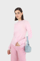 Pale pink sheer curved shirring top_3