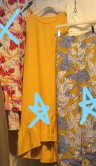 Yellow pure linen tiered sleeveless dress_1