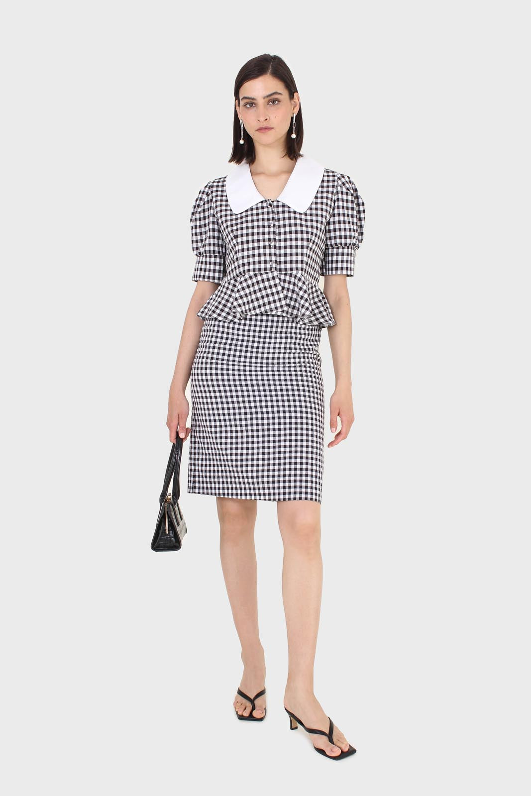 Black and white gingham mini skirt_4