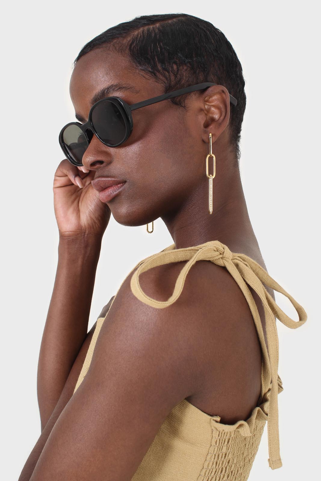 Mustard ruched back tie strap bustier_5