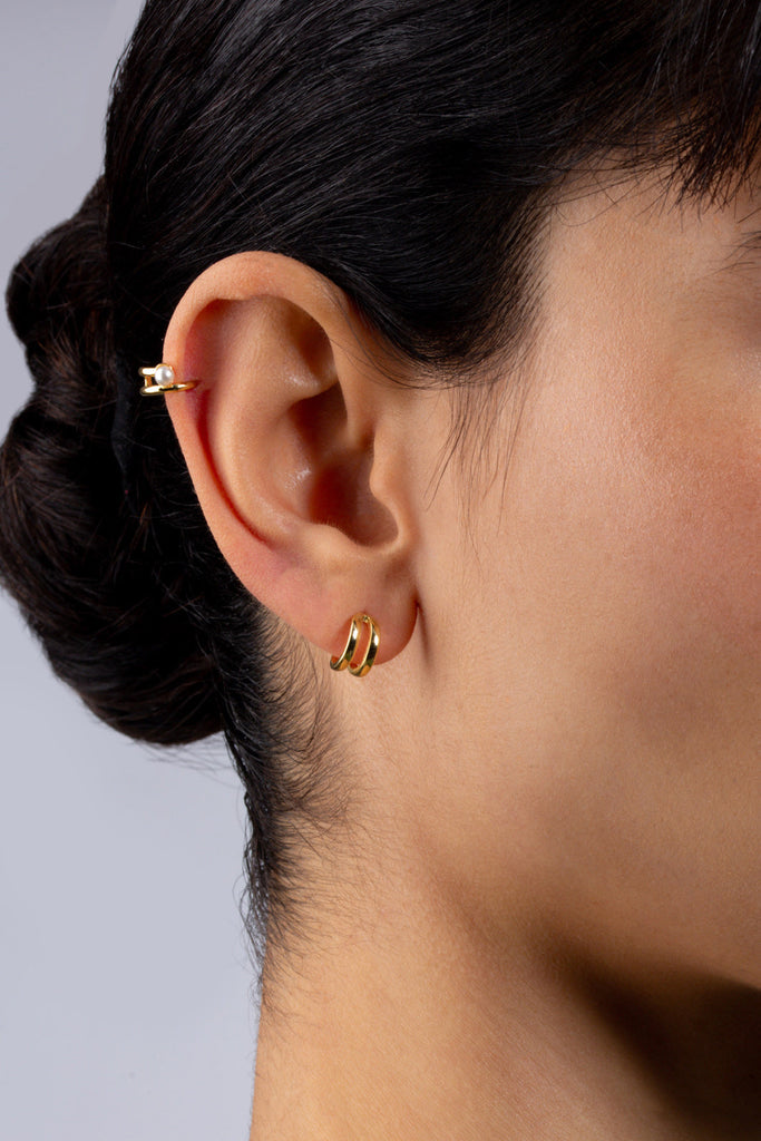 Gold double lined pearl ear cuff_3