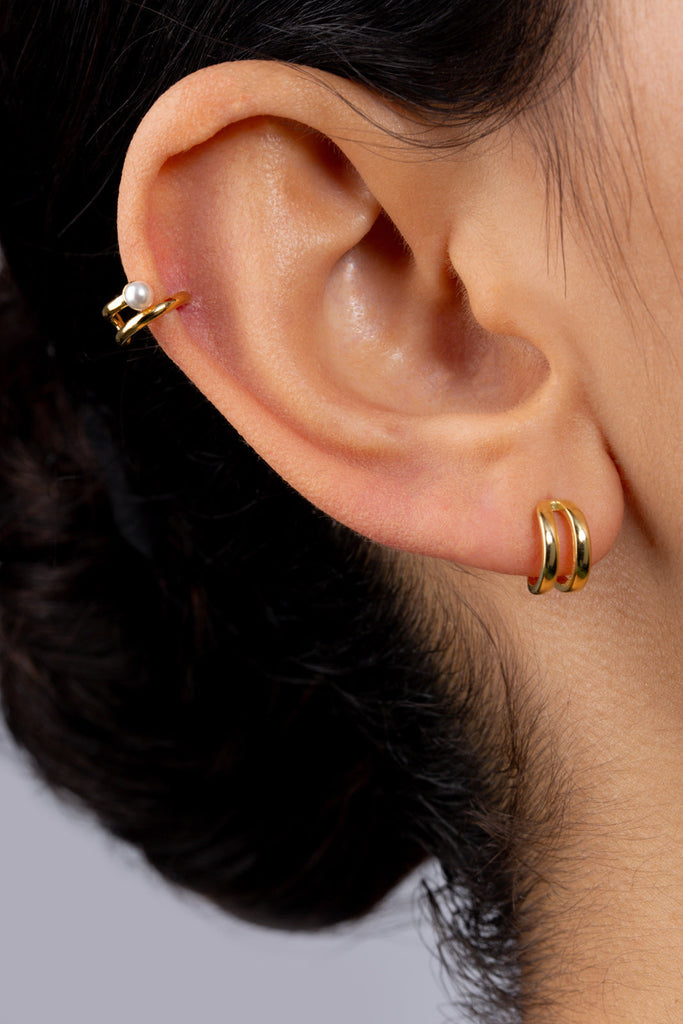 Gold double lined pearl ear cuff_2