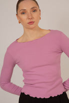Pink ruffle trim ribbed top_7