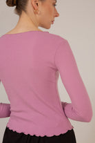 Pink ruffle trim ribbed top_9