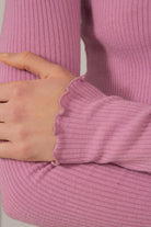 Pink ruffle trim ribbed top_4