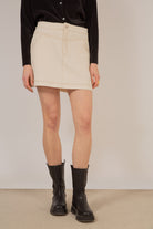 Oatmeal and brown contrast stitch mini skirt_5