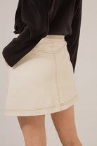 Oatmeal and brown contrast stitch mini skirt_2