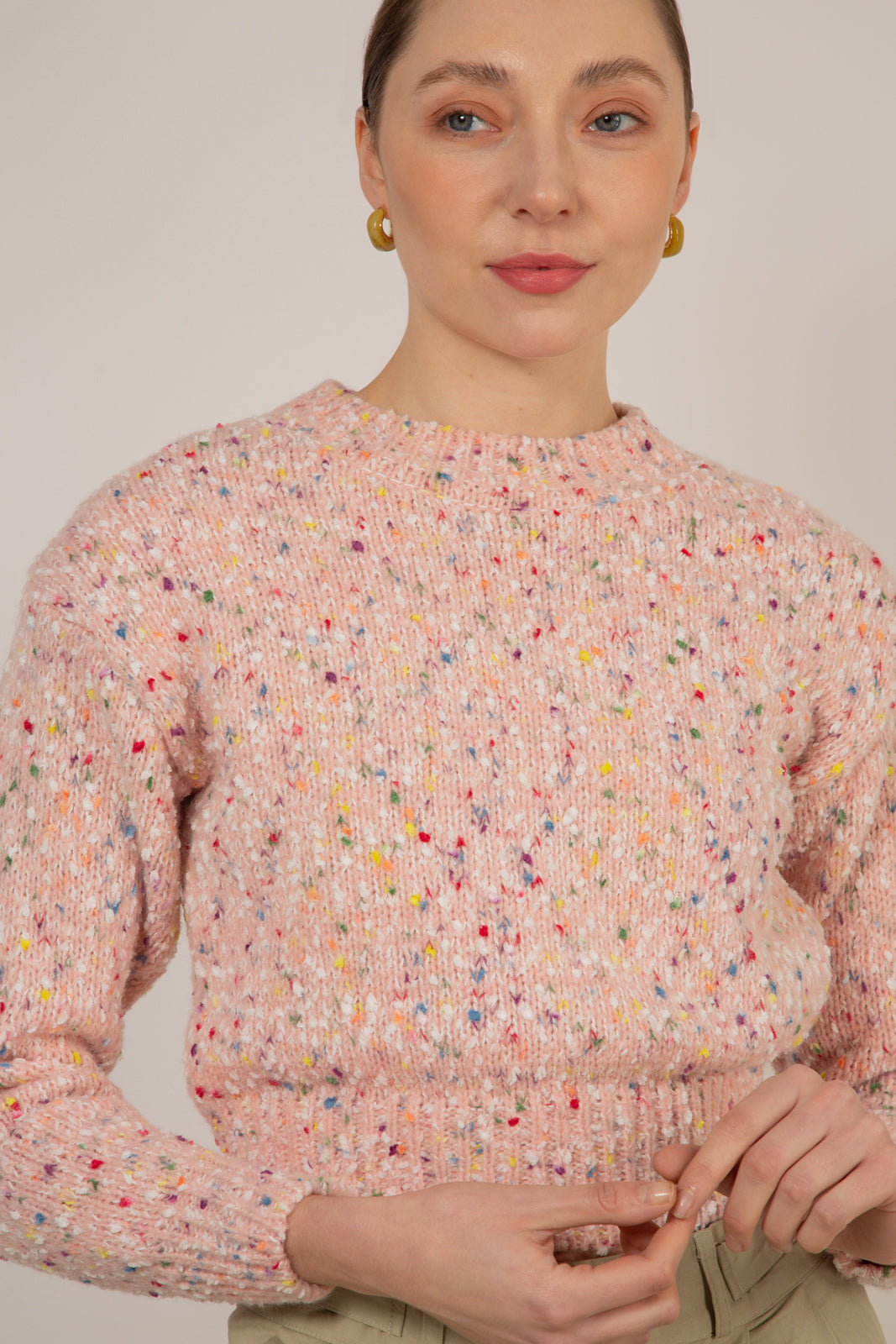 Pink rainbow flecked jumper_1