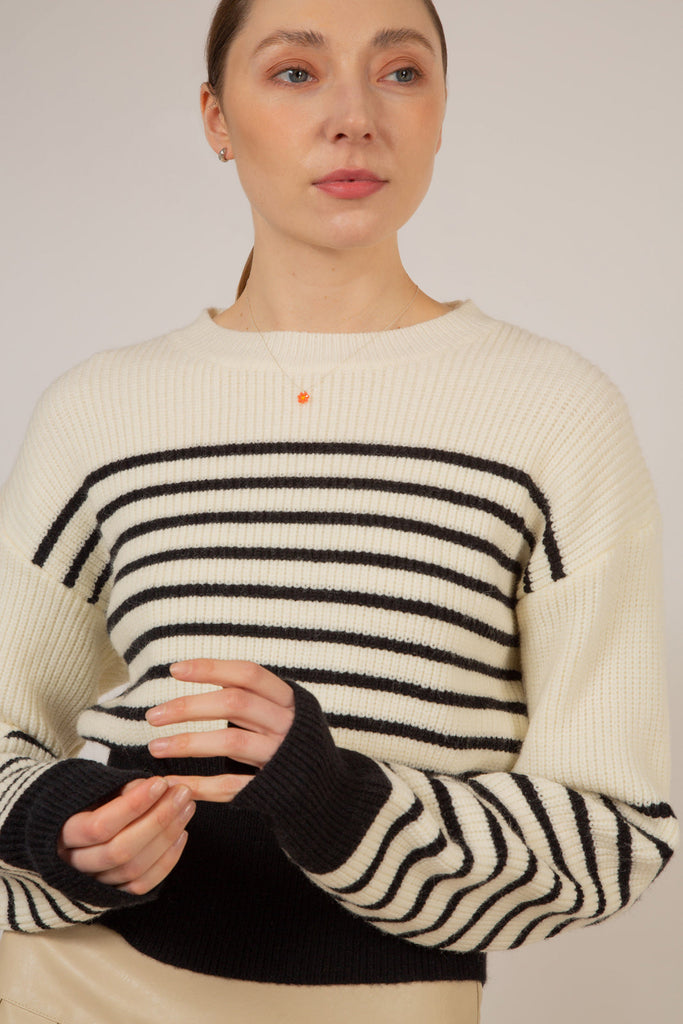 Ivory and navy striped side button jumper_3
