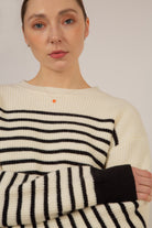 Ivory and navy striped side button jumper_4