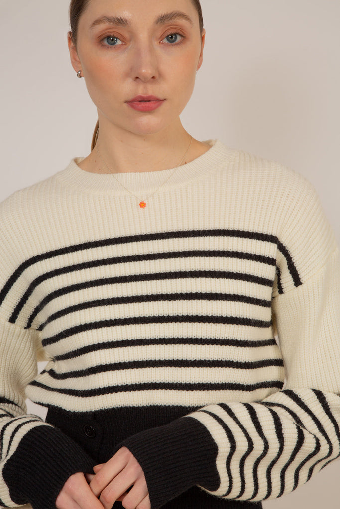Ivory and navy striped side button jumper_8