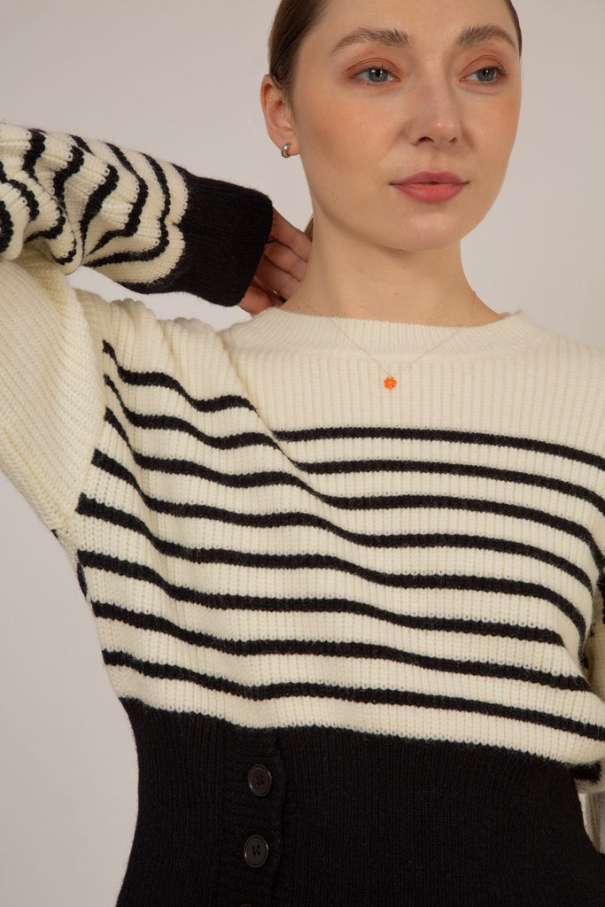Ivory and navy striped side button jumper_7