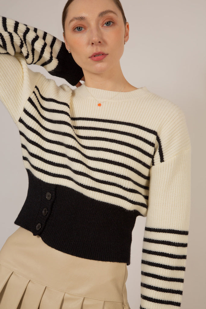 Ivory and navy striped side button jumper_2