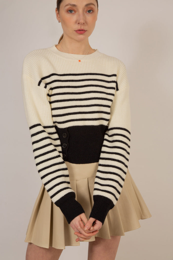 Ivory and navy striped side button jumper_6