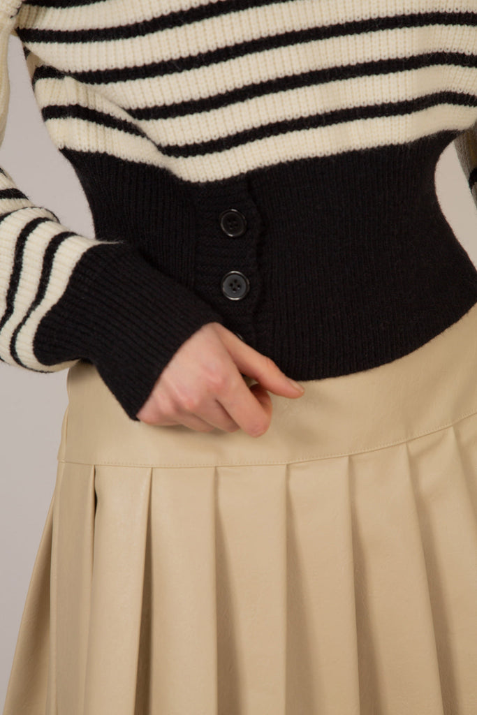 Ivory and navy striped side button jumper_5