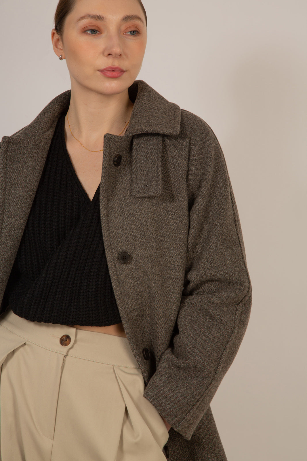 Light brown wool blend belted coat_6