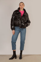 Black shiny down puffer jacket_9