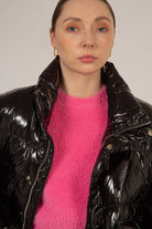 Black shiny down puffer jacket_4