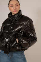 Black shiny down puffer jacket_5