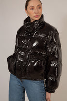 Black shiny down puffer jacket_8