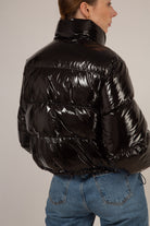 Black shiny down puffer jacket_13