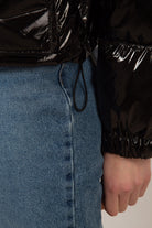 Black shiny down puffer jacket_11