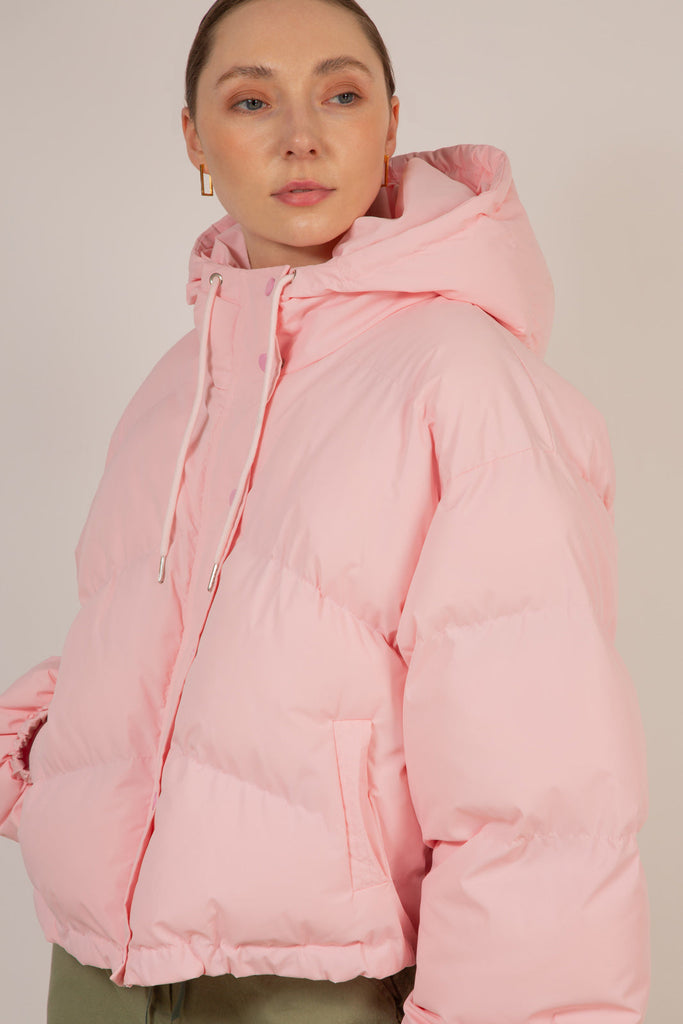 Baby pink hooded puffer jacket_1