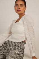 Ivory square neck textured blouse_8