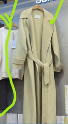 Pale yellow handmade wool blend robe coat_1