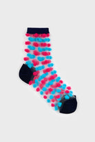 Aqua blue and hot sheer pink pom pom socks_3