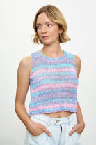 Pink aqua and purple bright striped sweater vest_1