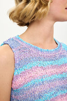 Pink aqua and purple bright striped sweater vest_3