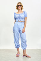 Baby blue gingham cuffed trousers_4