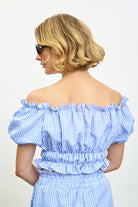 Baby blue gingham ruched off shoulder top_2