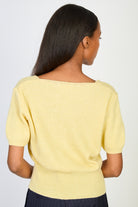 Baby yellow ribbed short sleeved cardigan_2