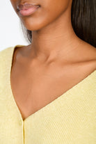 Baby yellow ribbed short sleeved cardigan_3