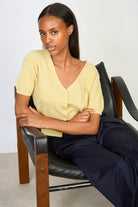 Baby yellow ribbed short sleeved cardigan_5