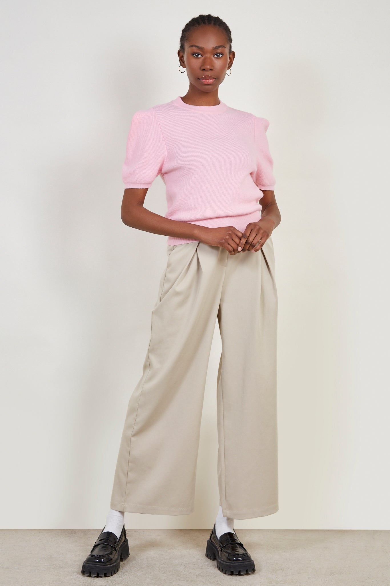 Baby pink short sleeved knit tee_2