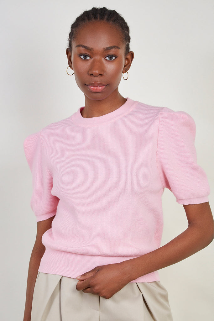 Baby pink short sleeved knit tee_1