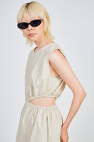 Beige side peek dress_3