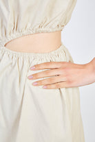 Beige side peek dress_4