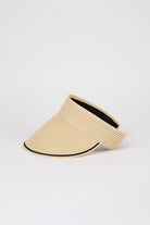 Beige and black trim straw sun visor_1