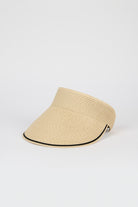 Beige and black trim straw sun visor_2